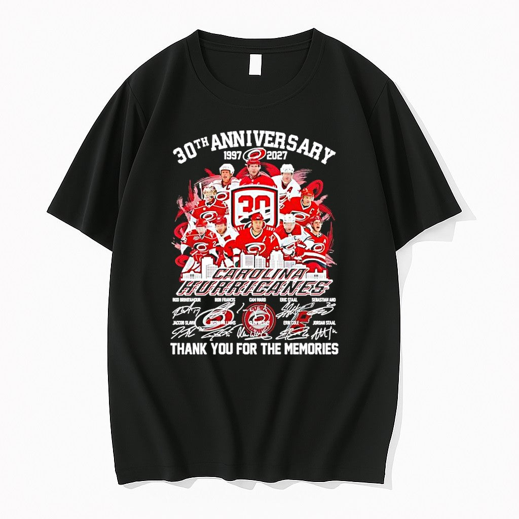 Original Carolina Hurricanes Nhl 30th Anniversary 1997 2027 Thank You For The Memories Signature Tshirts