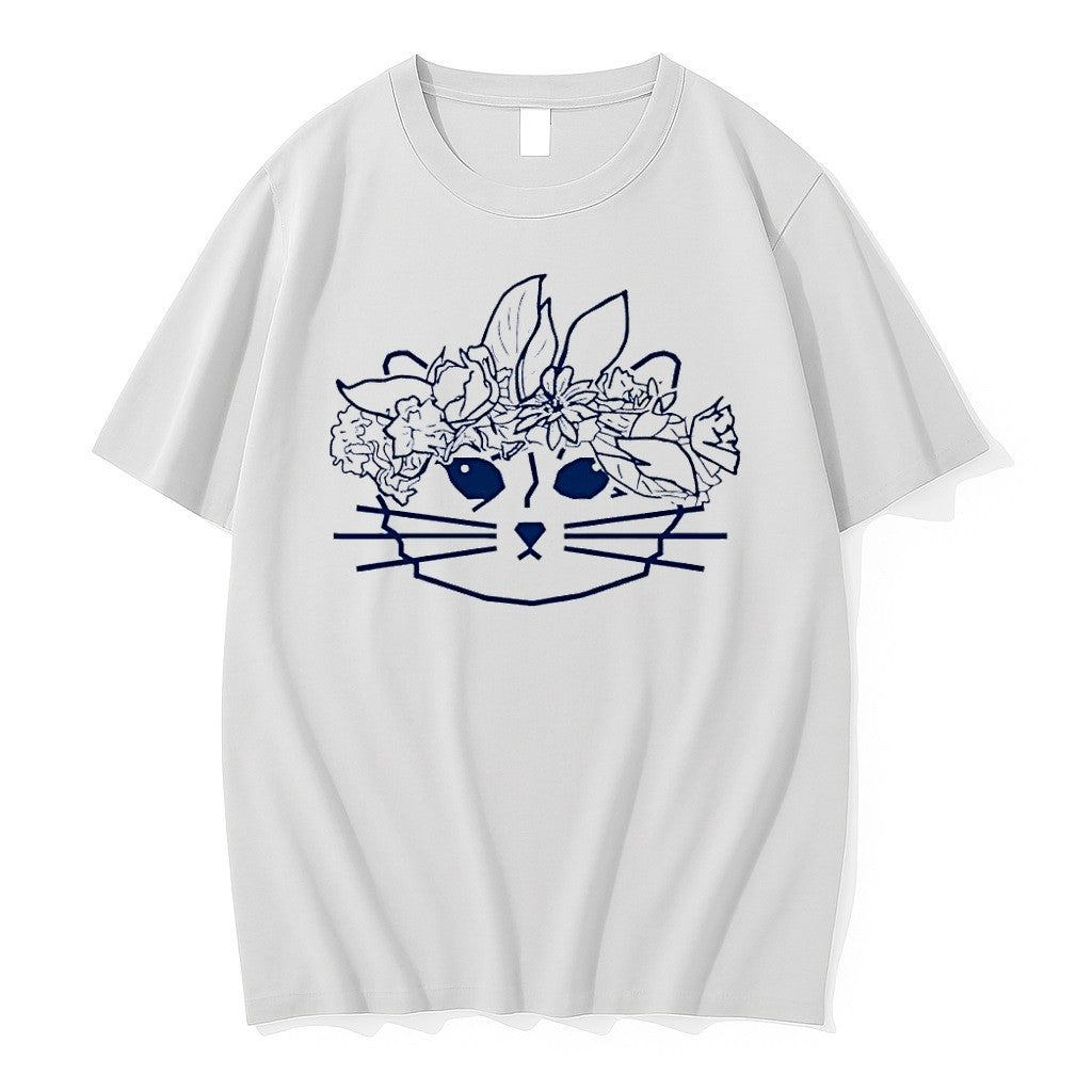 Original Cat Lover Floral Crown White Tshirts Jpg