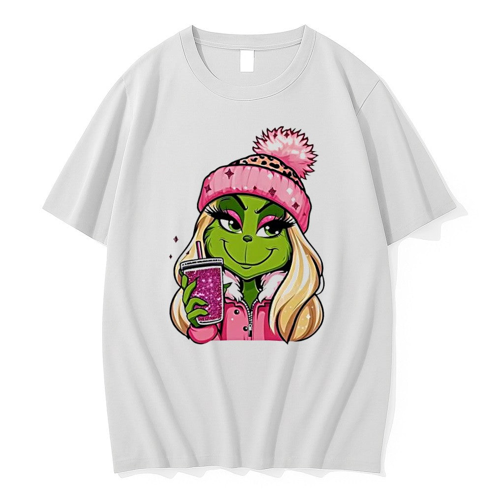 Original Christmas Pink Grinch Girl Milktea 2025 Tshirts Jpg