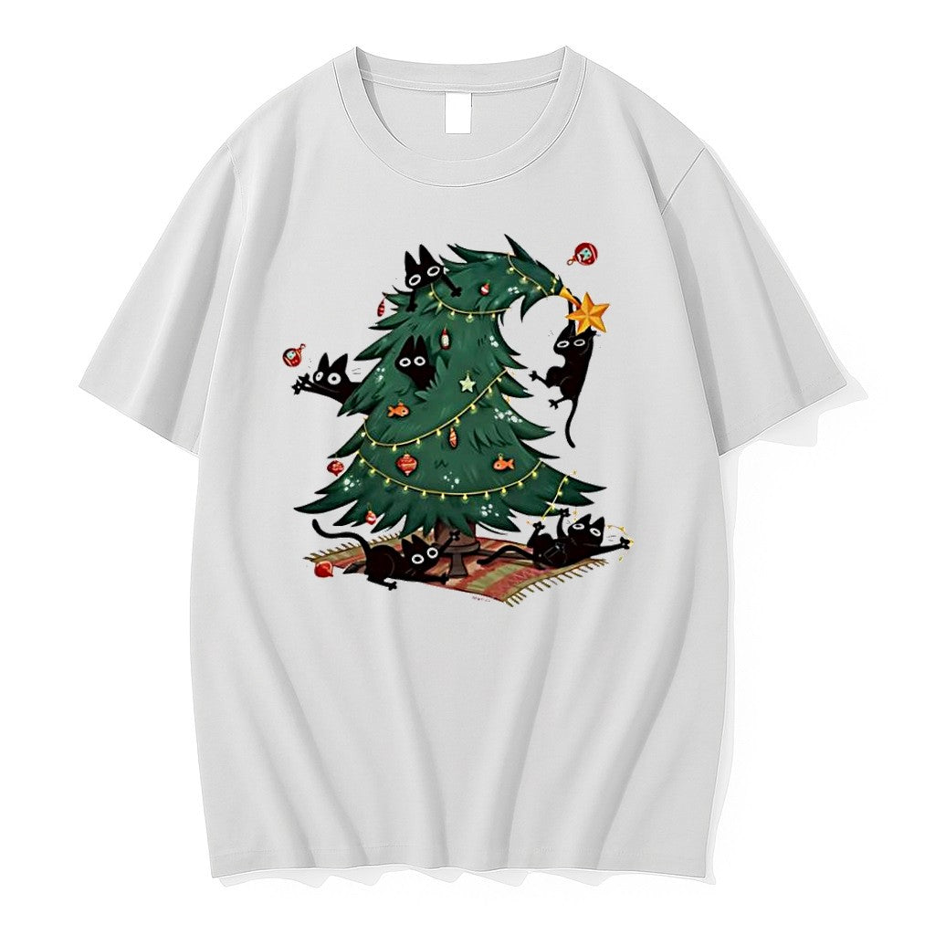 Original Christmas Tree And Cats Cute 2025 Tshirts Jpg