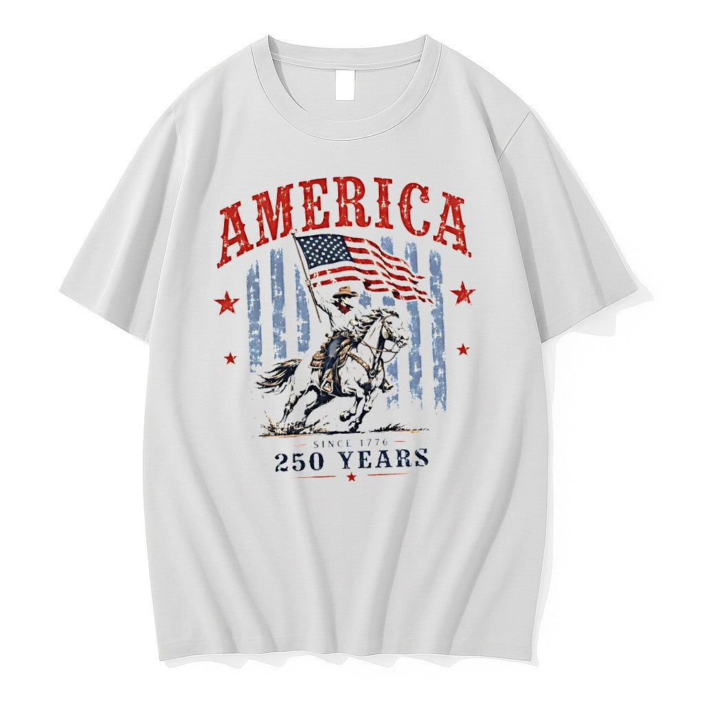 Original Cowboy Horse Rider United States Flag Apparel America Since 1776 250 Years Tshirts