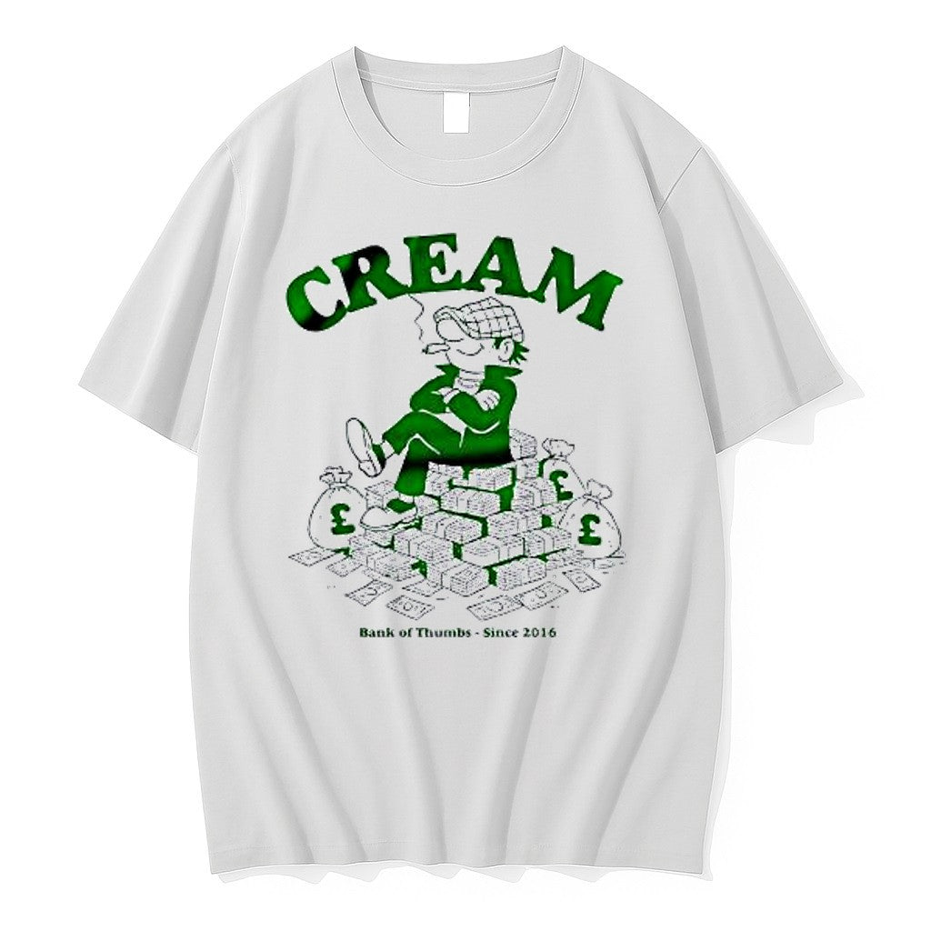 Original Cream Bank Of Thumbs Since 2016 Smoking Money Bag Pile Cash Men Tshirts
