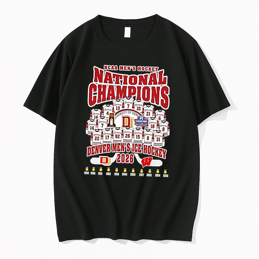 Original Denver Mens Ice Hockey 2026 Ncaa Mens Hockey National Champions Jersey Tee Tshirts
