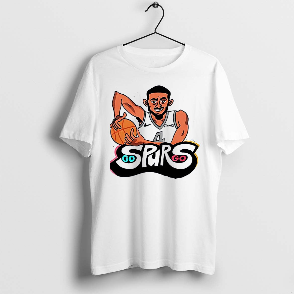 Original Devin Vassell Dribbling Basketball Go Spurs Go Spurs White Tshirts Jpg