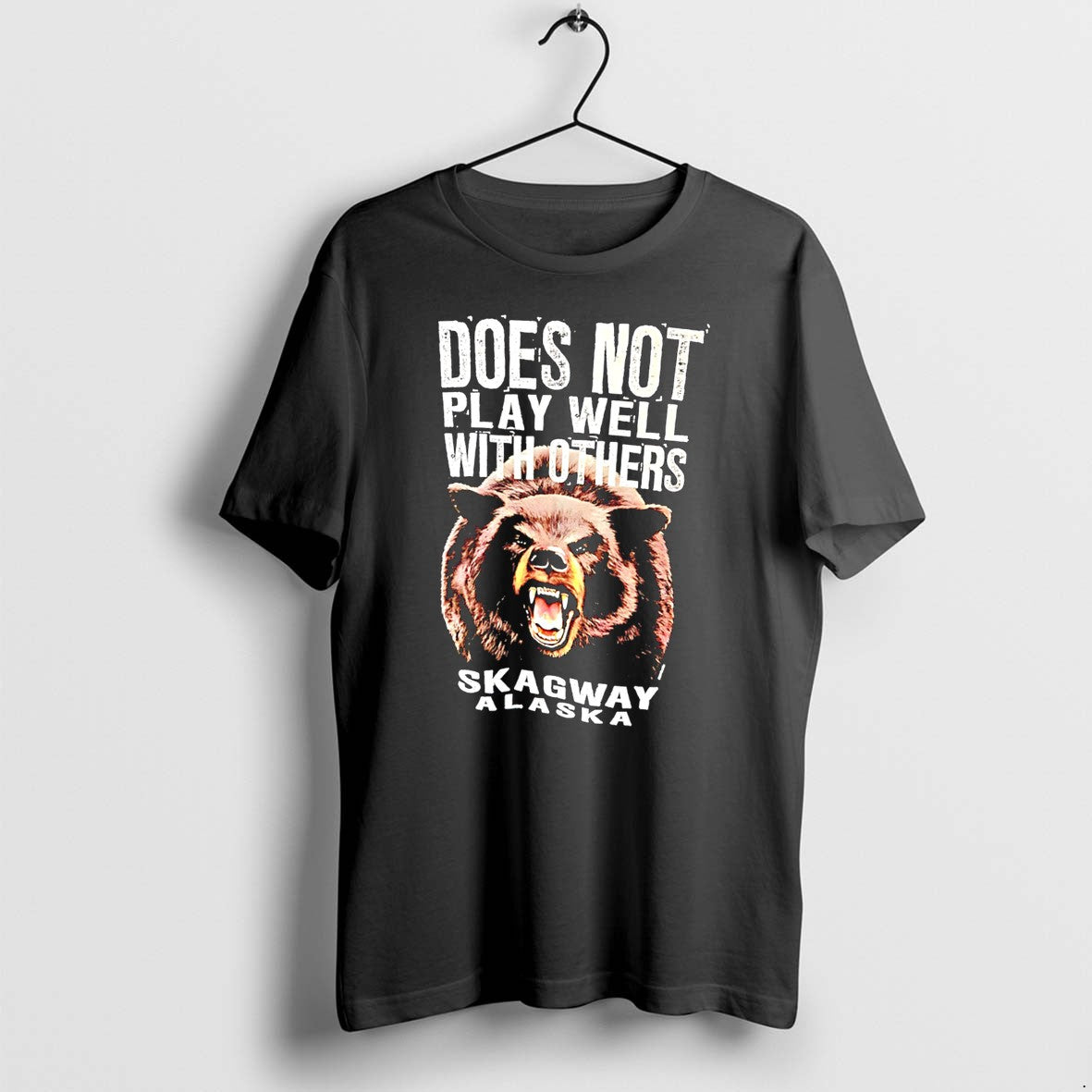 Original Does Not Play Well With Others Skagway Alaska Bear Illustration Tee Tshirts