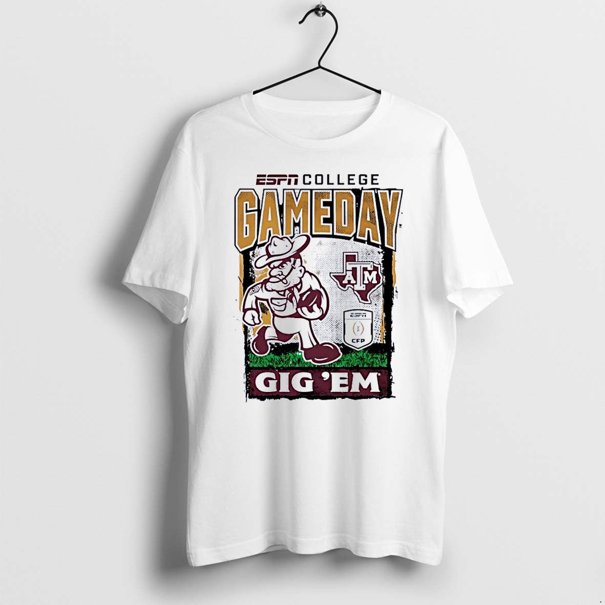 Original Espn College Gameday Texas Am Gig Em Football White Tshirts Jpg