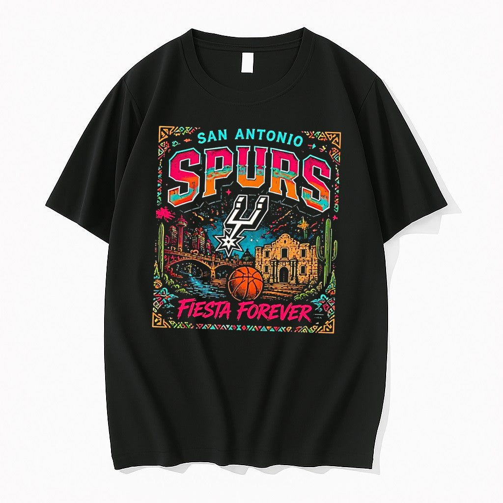 Original Fiesta Forever San Antonio Spurs Basketball Black Tshirts Jpg