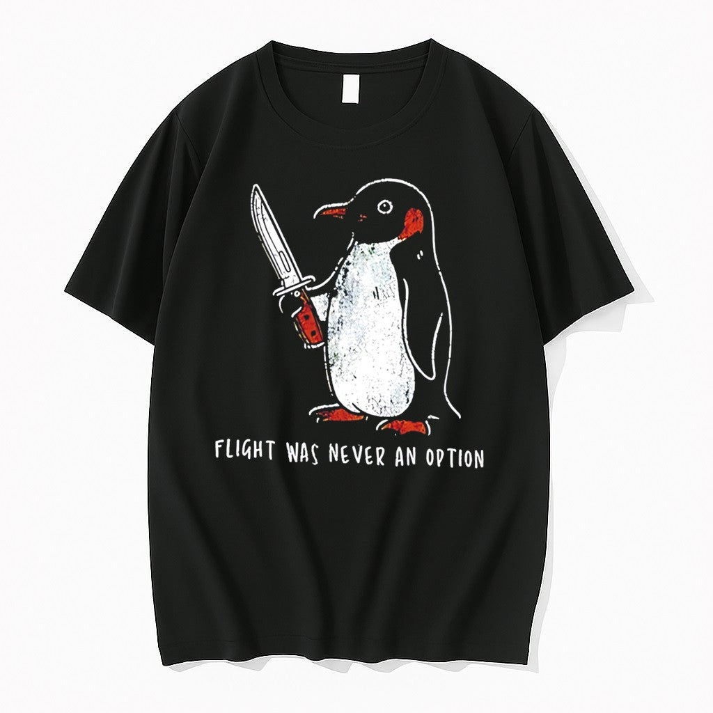 Original Flight Was Never An Option Penguin Holding Knife Tee Tshirts Jpg
