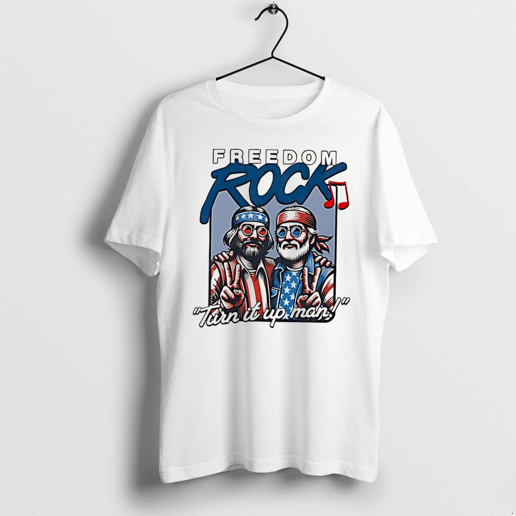 Original Freedom Rock Turn It Up Man Illustrated Tee Tshirts Jpg
