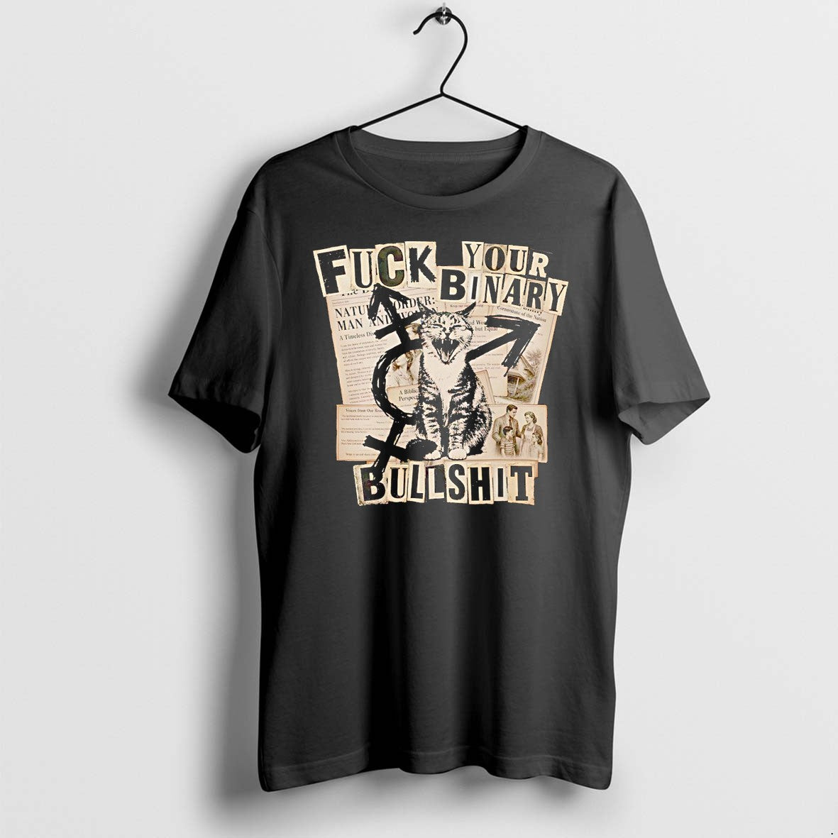 Original Gender Neutral Kitty Cat Fuck Your Binary Bullshit Vintage Tshirts Jpg