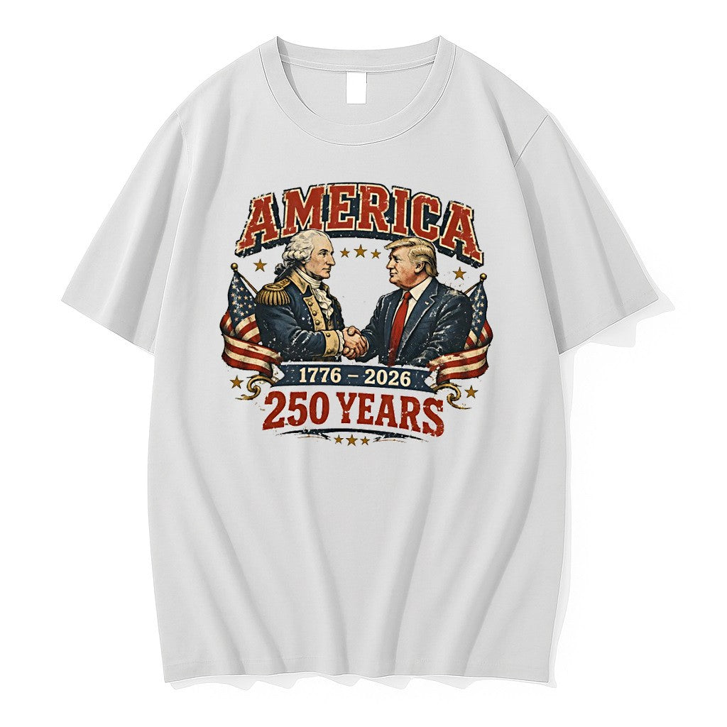 Original George Washington And Donald Trump America 1776 2026 250 Years Men Cotton Tshirts