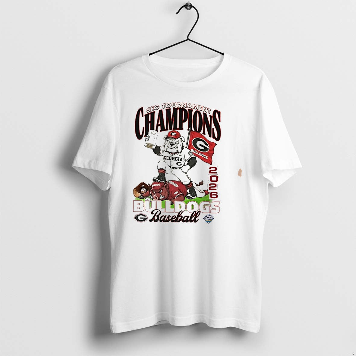 Original Georgia Bulldogs Baseball Champions 2026 Sec Baseball Tournament Mascot Tee Tshirts