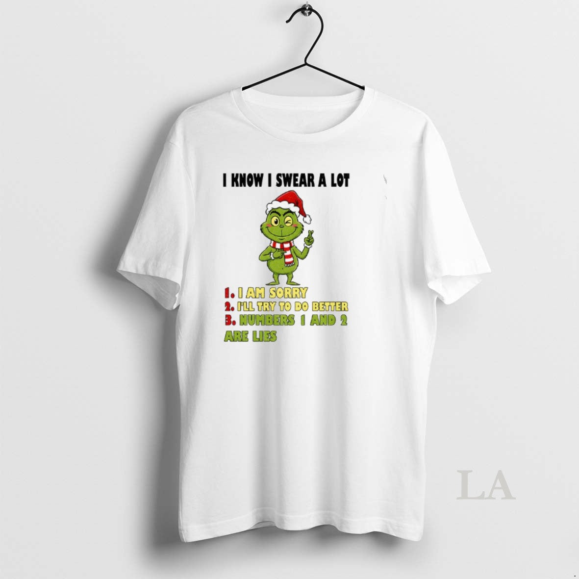 Original Grinch Santa I Know I Swear A Lot I Am Sorry Ill Try To T-Shirts, Hoodie, Sweatshirt | PrintMintTees.com