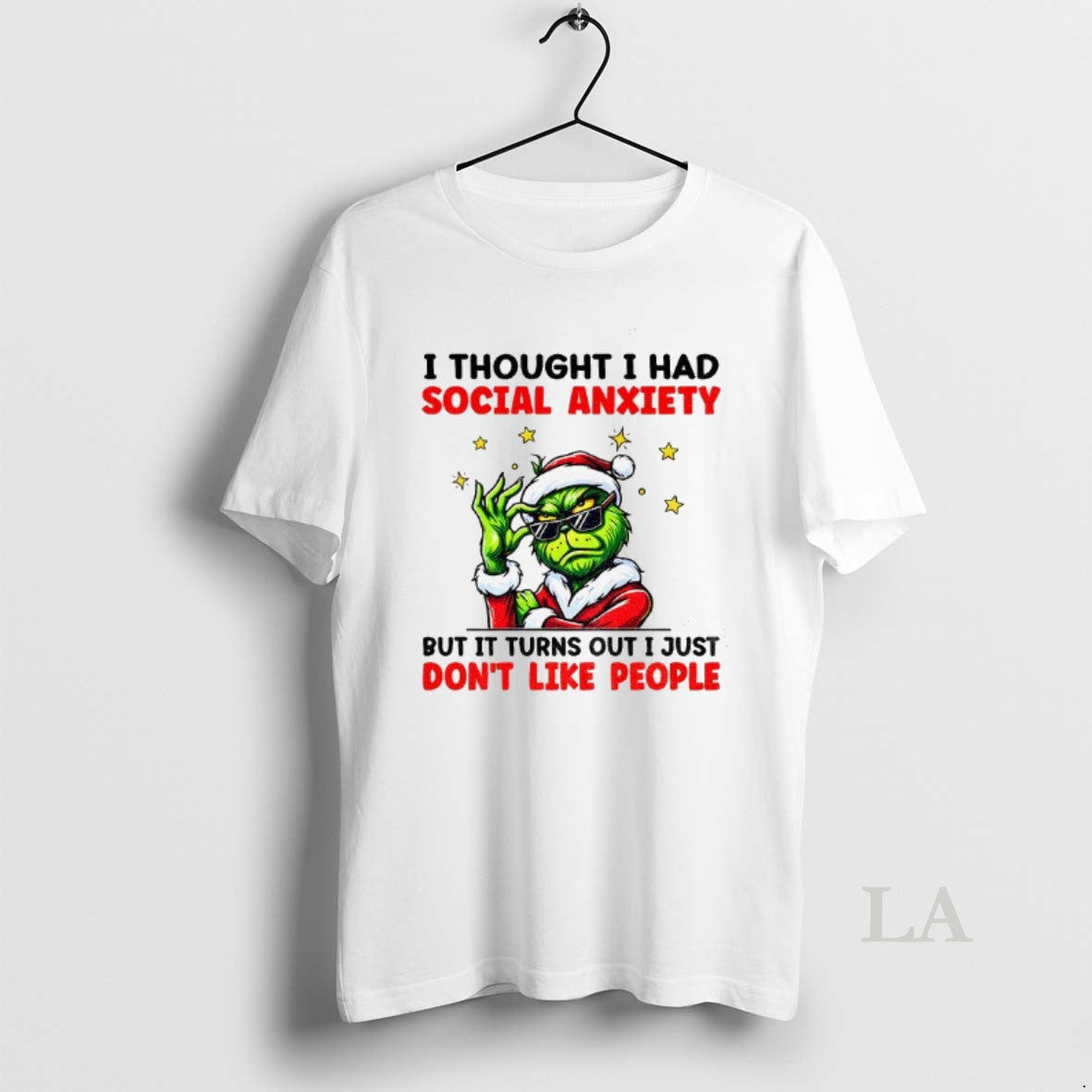 Original Grinch Santa I Thought I Had Social Anxiety But It Turns Out I Just T-Shirts, Hoodie, Sweatshirt | PrintMintTees.com