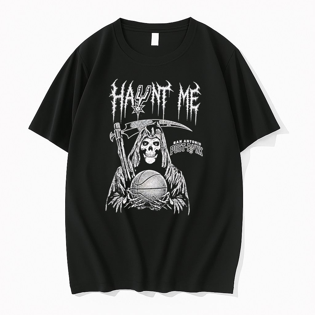 Original Haunt Me Grim Reaper Basketball San Antonio Spurs Post Punk Black Tshirts
