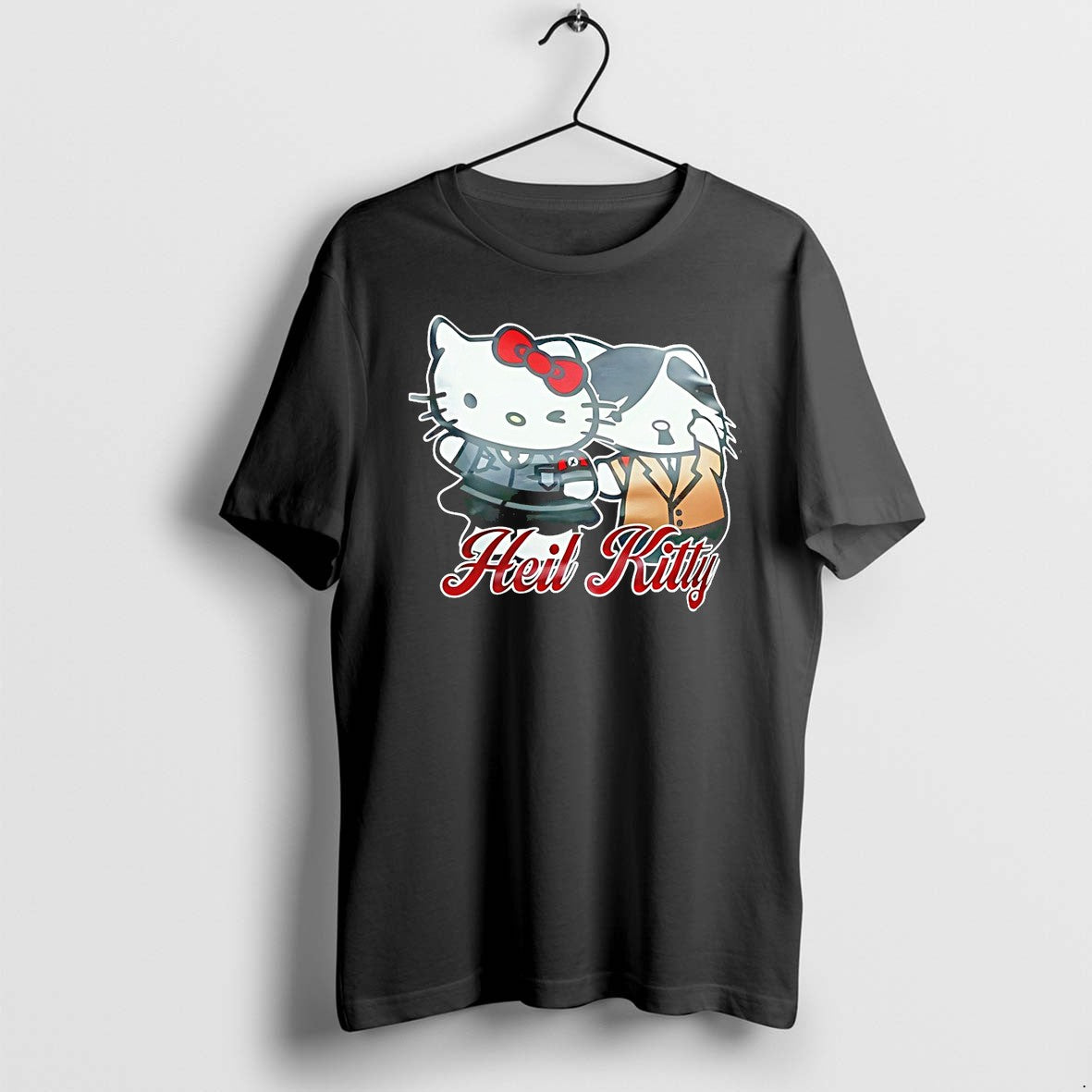 Original Hello Kitty And Hitler Cartoon Character Parody Heil Kitty Humor Print Tshirts