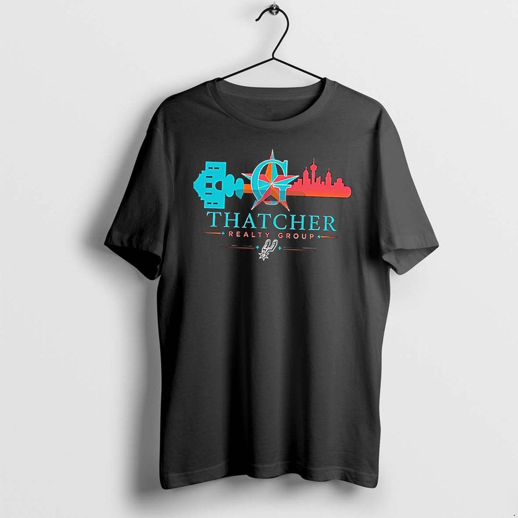Original Hills And Dales Ice House Thatcher Realty Group San Antonio Spurs Black Tshirts