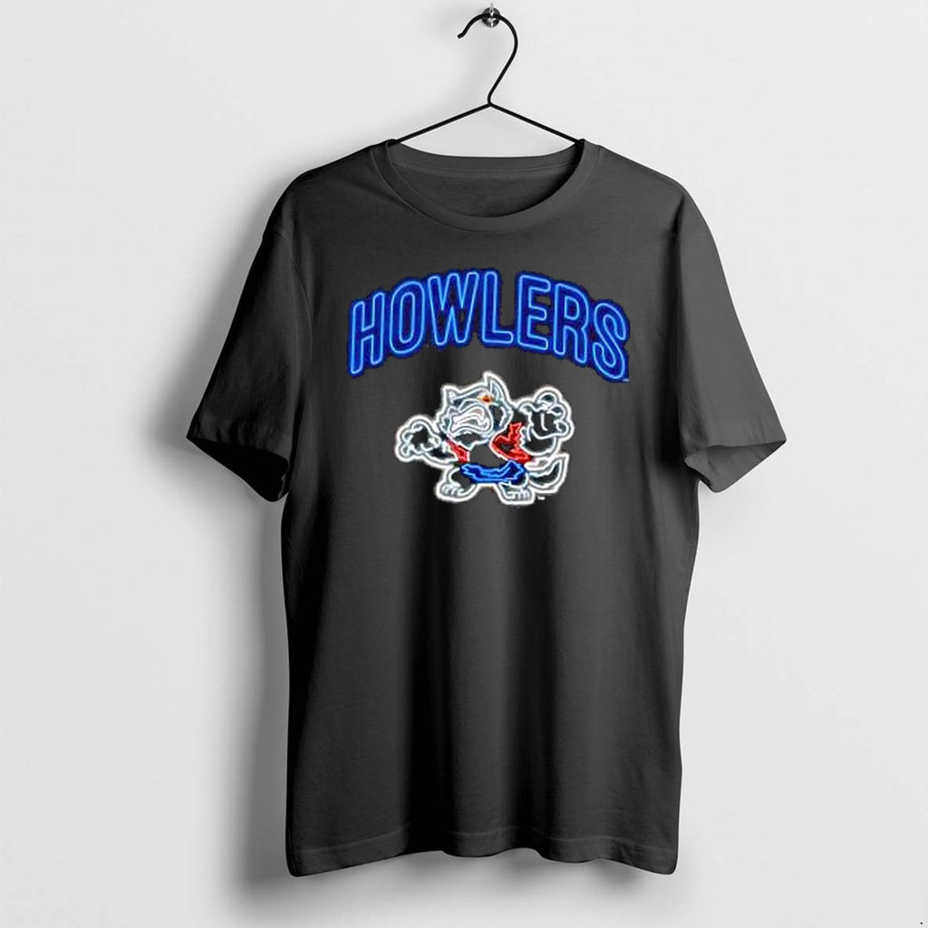 Original Howlers Neon Wolf Mens Tshirts Jpg