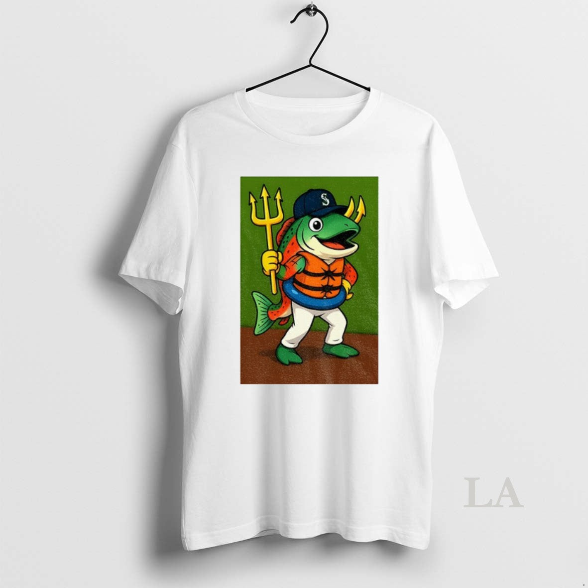 Original Humpy Salmon Holding Trident Seattle Mariners New Mascot 2025