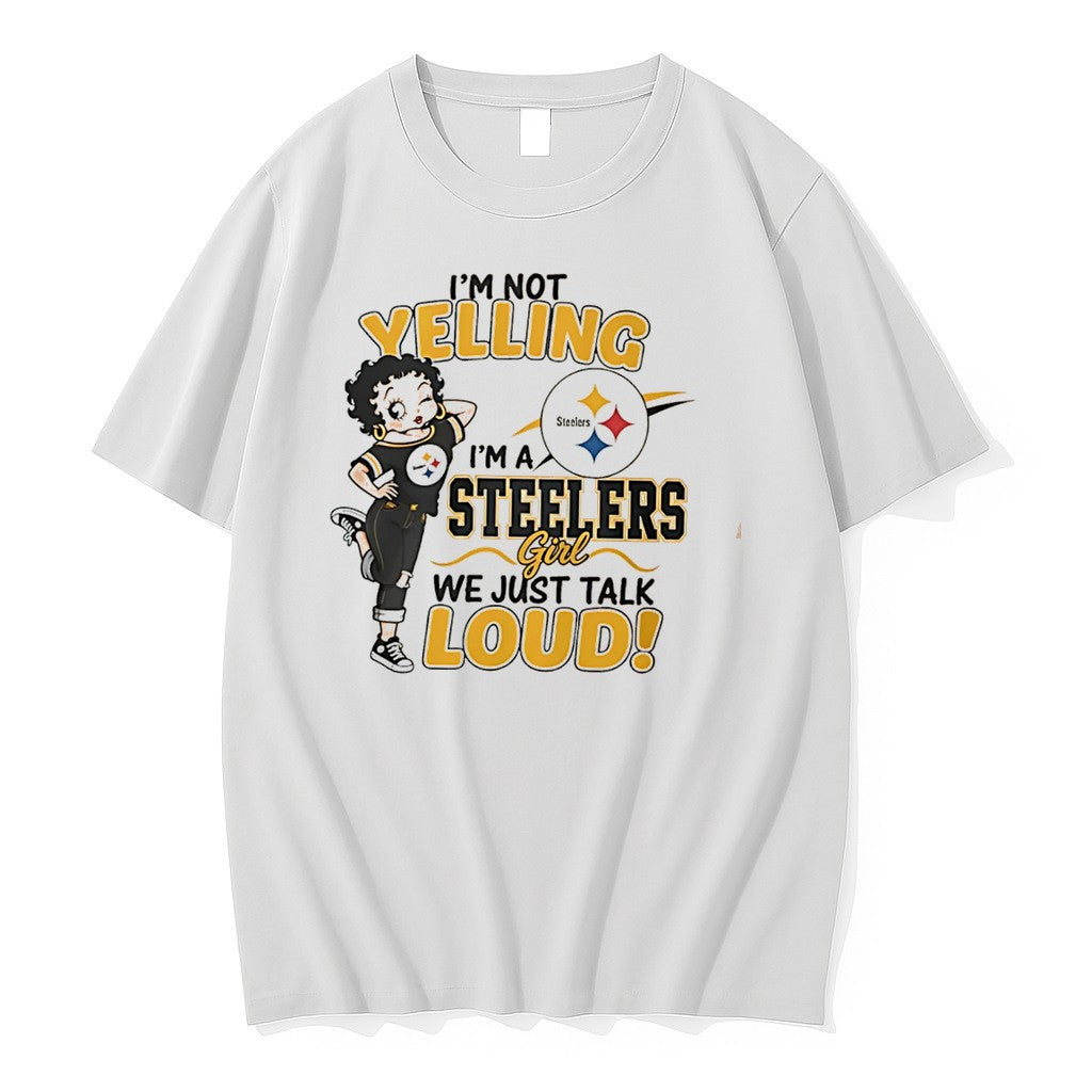 Original Im Not Yelling Im A Steelers Girl We Just Talk Loud Tee Tshirts Jpg