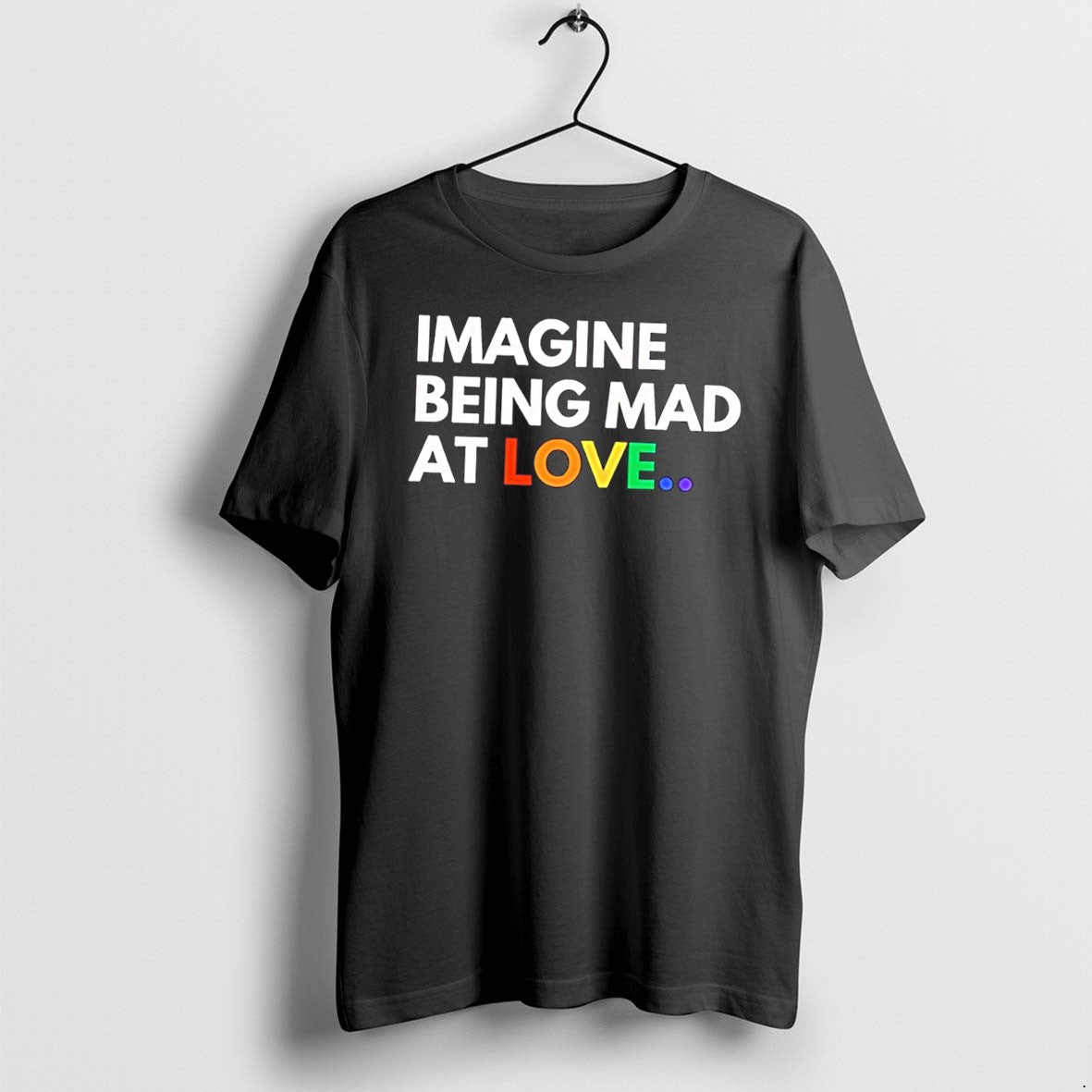 Original Imagine Being Mad At Love Rainbow Text Tee Tshirts Jpg
