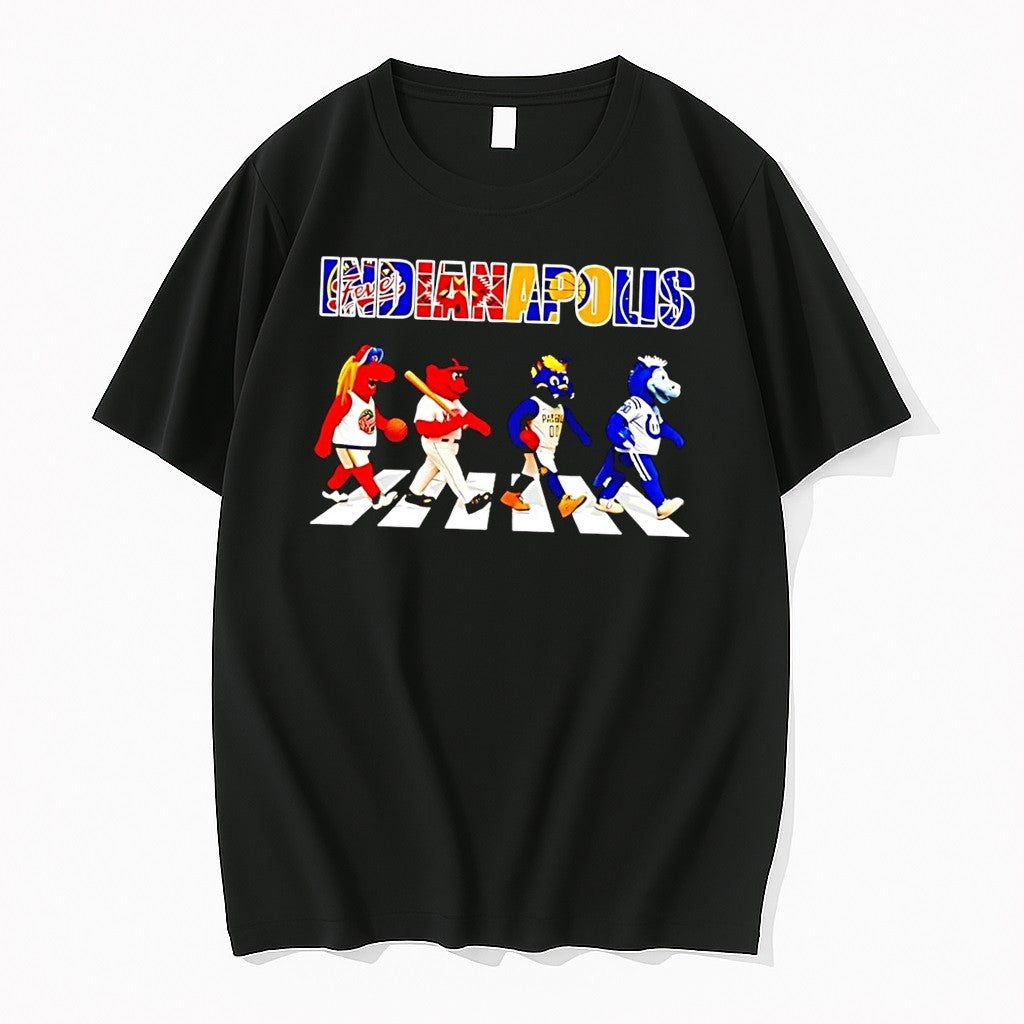 Original Indianapolis Sports Abbey Road Mascot Black Tshirts Jpg