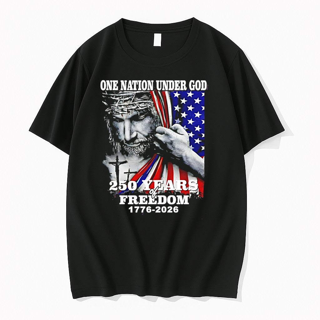 Original Jesus One Nation Under God 250 Years Of Freedom 1776 2026 Tshirts Jpg