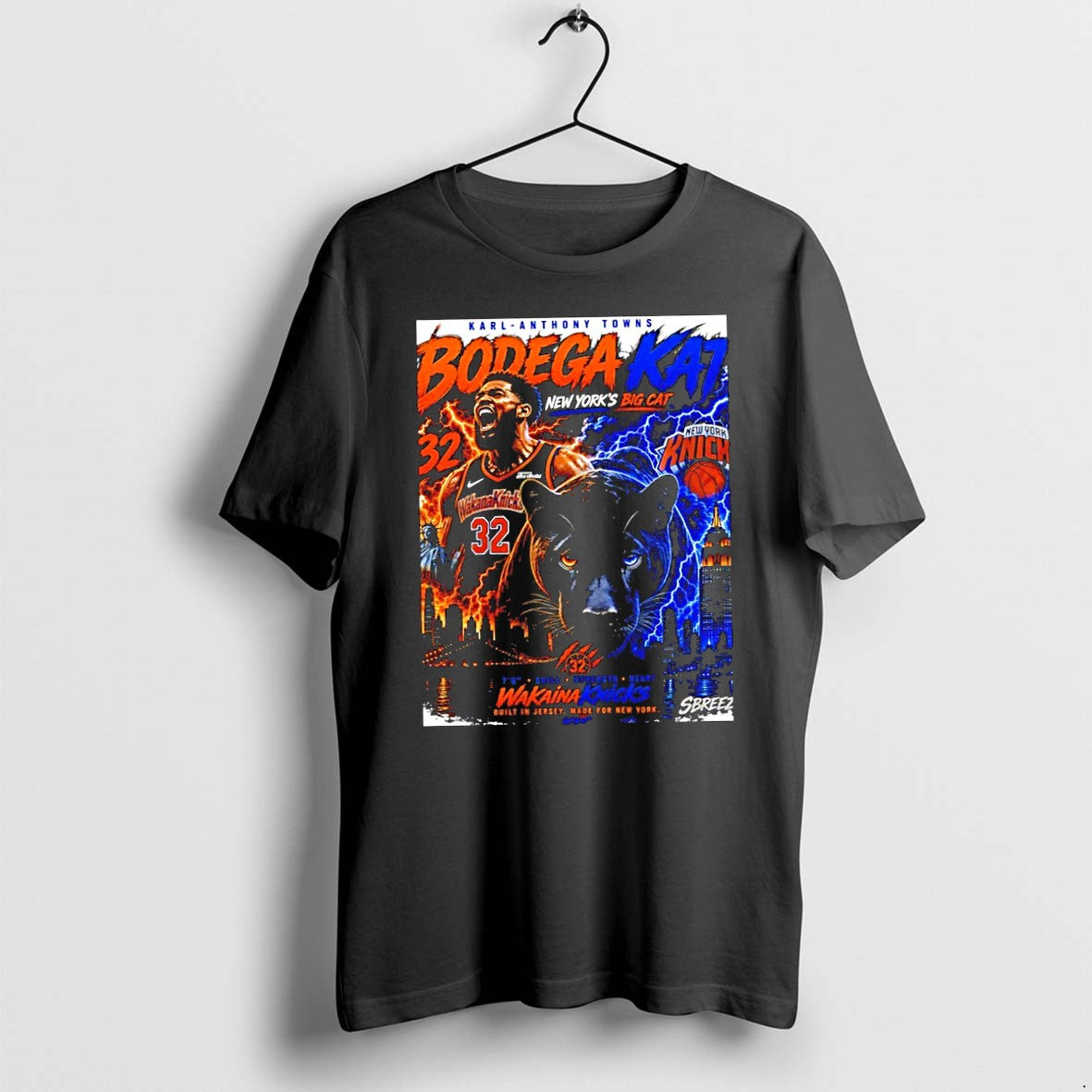 Original Karl Anthony Towns Bodega Kat New York Big Cat Wakaina Knicks Tshirts