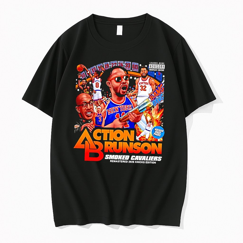 Original Knicks Apparel Action Brunson Smoked Cavaliers Remastered 2026 Edition Black Tshirts