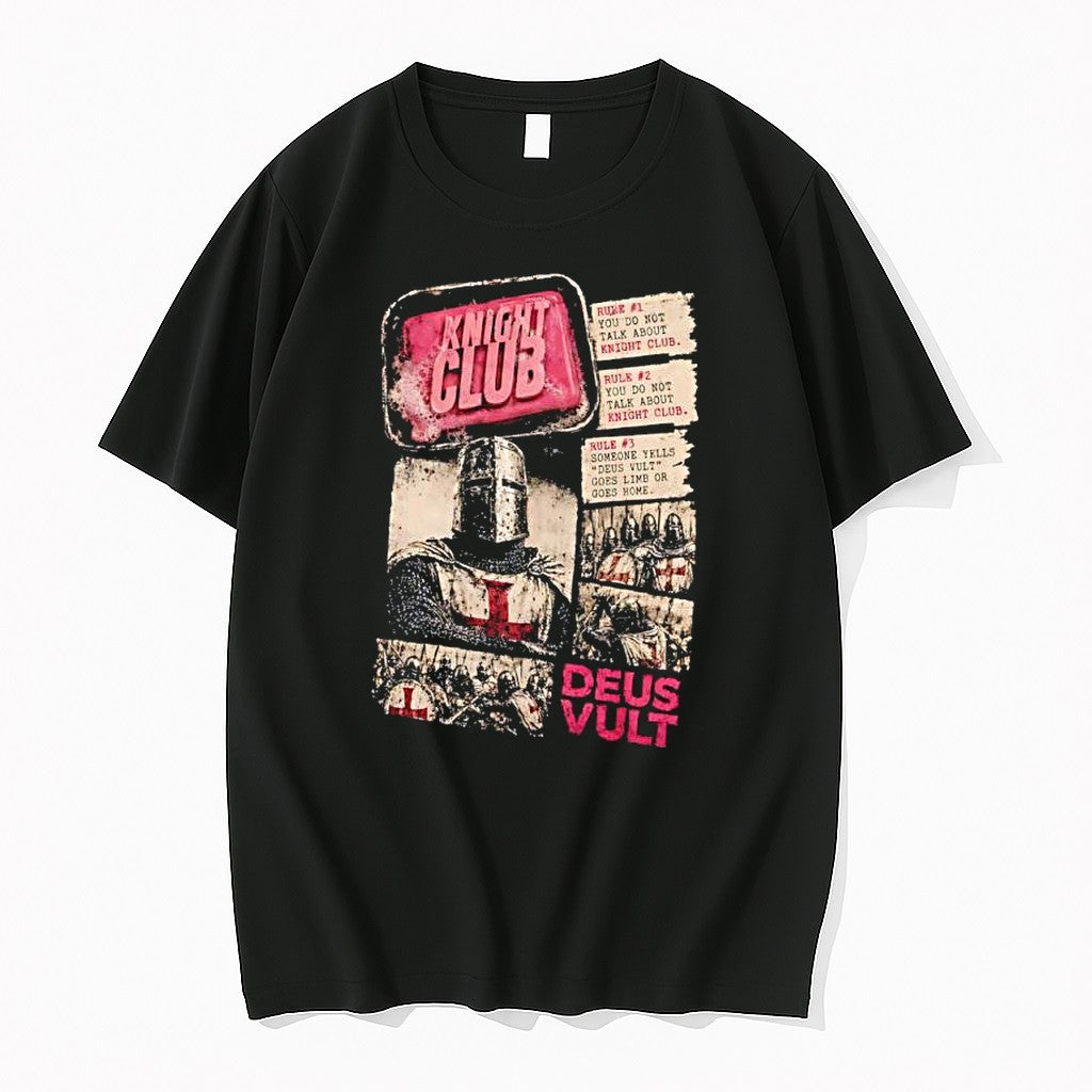 Original Knight Club Fight Club Crusader Deus Vult Meme Parody Tshirts Jpg