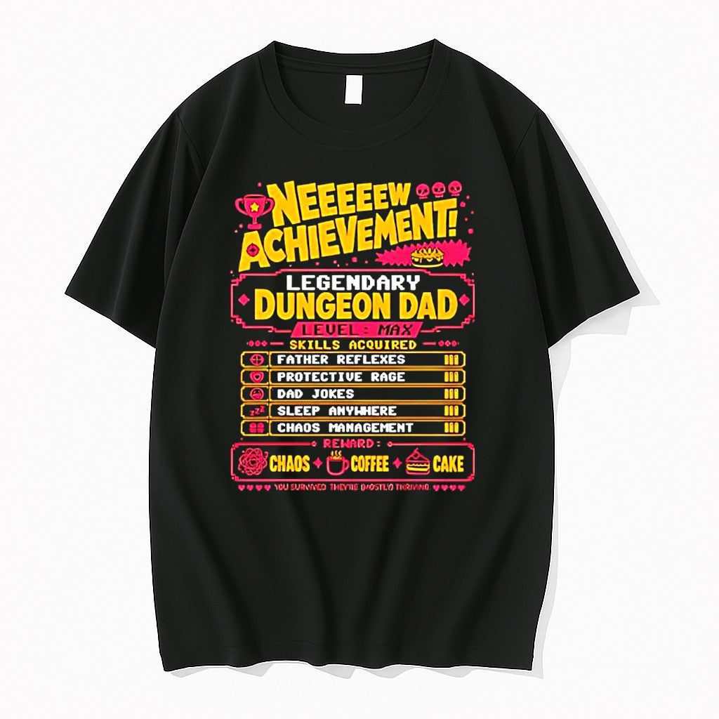 Original Legendary Dungeon Dad Neeeeew Achievement Skills Acquired Father Reflexes Tshirts