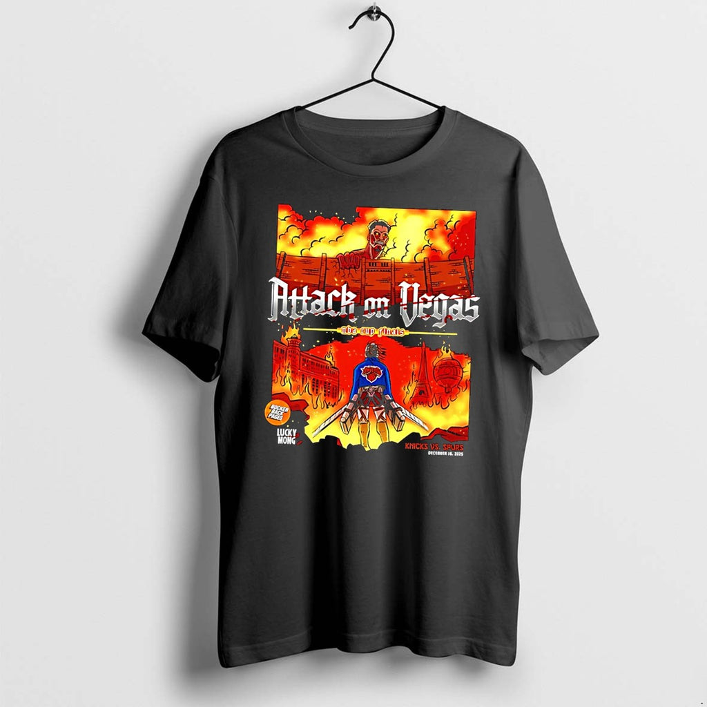Original Lucky Mong Attack On Vegas Nba Cup Finals Knicks Vs Spurs Black Tshirts