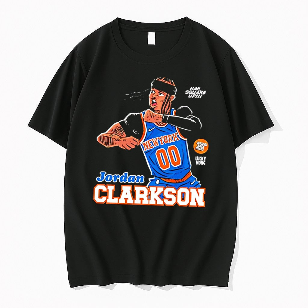 Original Lucky Mong Nah Square Up Jordan Clarkson New York Knicks Black Tshirts