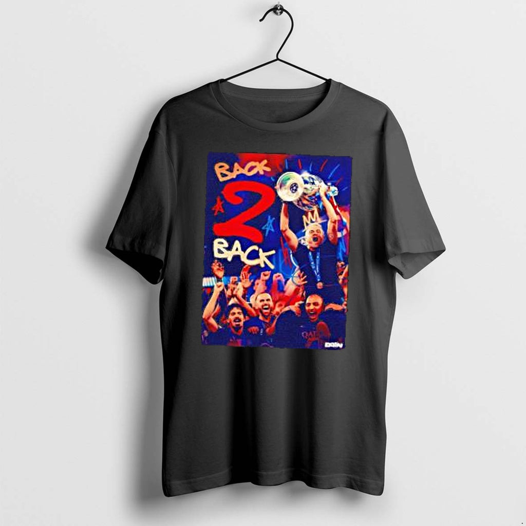 Original Luis Enrique Holding Uefa Champions League Trophy Back 2 Back Psg Tshirts