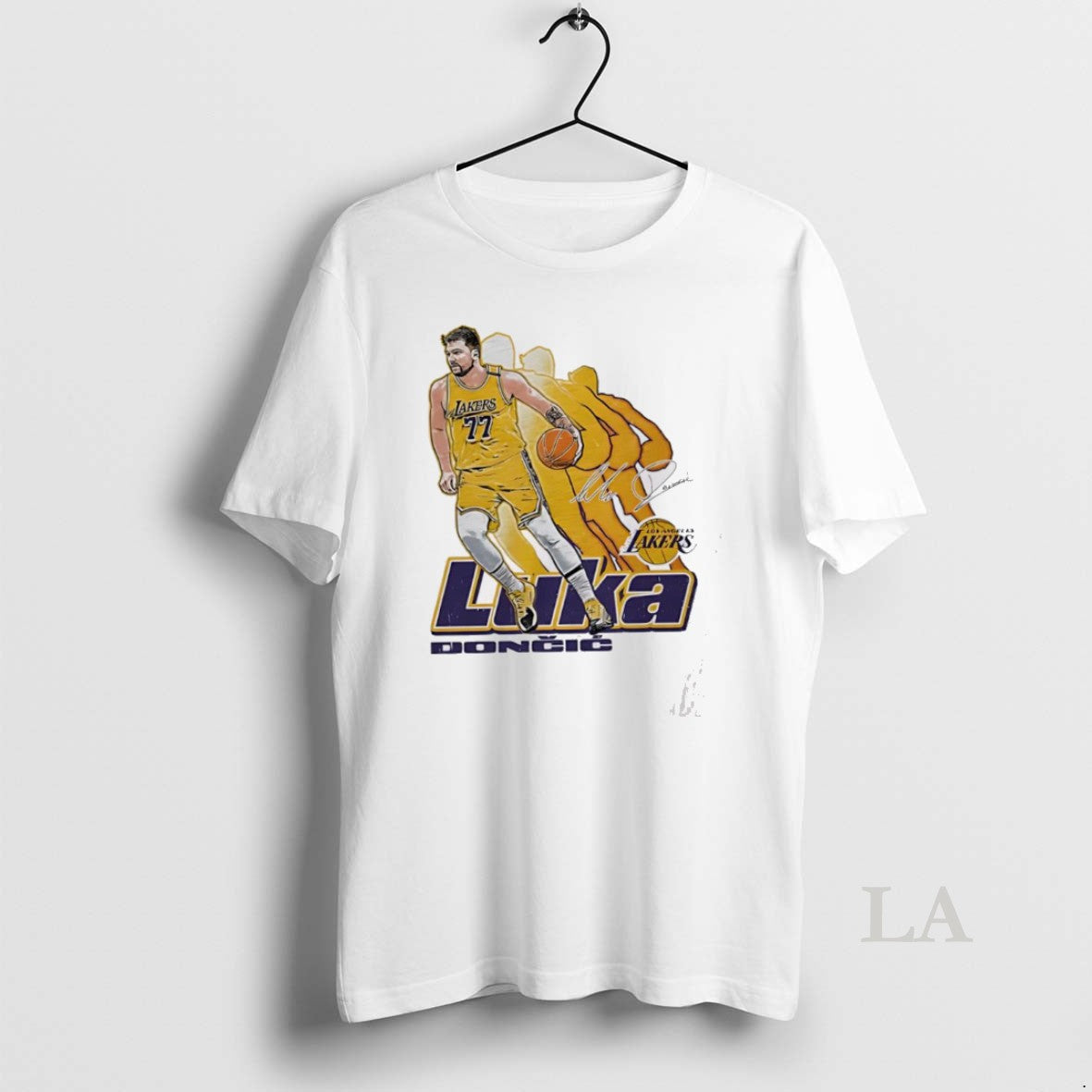 Original Luka Doncic Los Angeles Lakers Signature 77 Retro Vibe Graphic T-Shirts, Hoodie, Sweatshirt | PrintMintTees.com