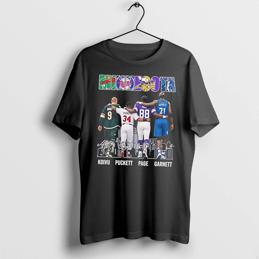 Original Minnesota Sports Koivu Puckett Page Garnett Skyline Signature Tee Tshirts