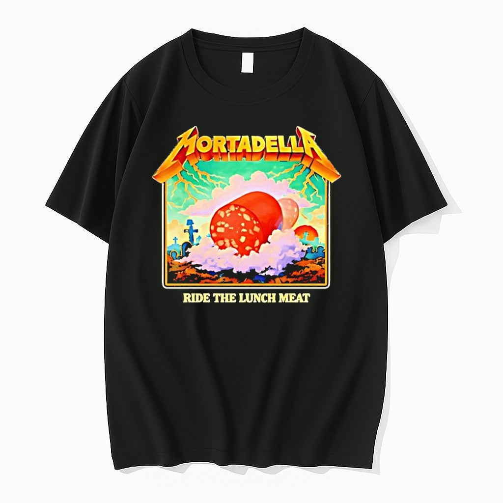 Original Mortadella Ride The Lunch Meat Clouds And Lightning Adventure Graphic Tshirts