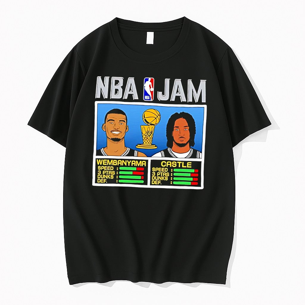 Original Nba Jam Victor Wembanyama Stephon Castle San Antonio Spurs Basketball Black Tshirts