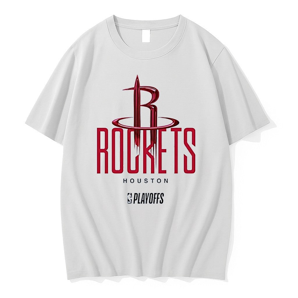 Original Nba Playoffs Houston Rockets Red Logo White Tshirts Jpg