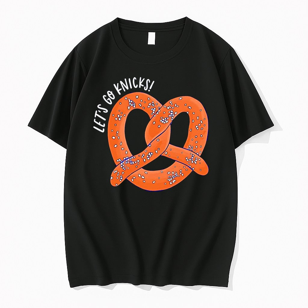 Original Ny Knicks Fan Gift Lets Go Knicks Pretzel Black Tshirts Jpg