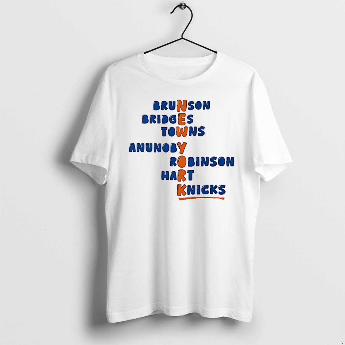 Original New York Knicks Apparel Brunson Bridges Towns Anunoby Robinson Hart Knicks White Tshirts