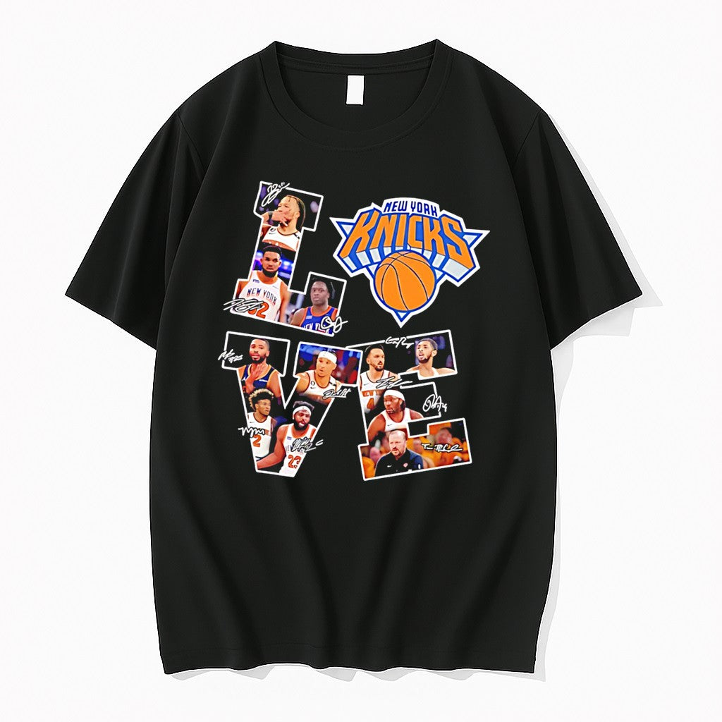 Original New York Knicks Spelling Love Word With Players Photo Tee Tshirts Jpg