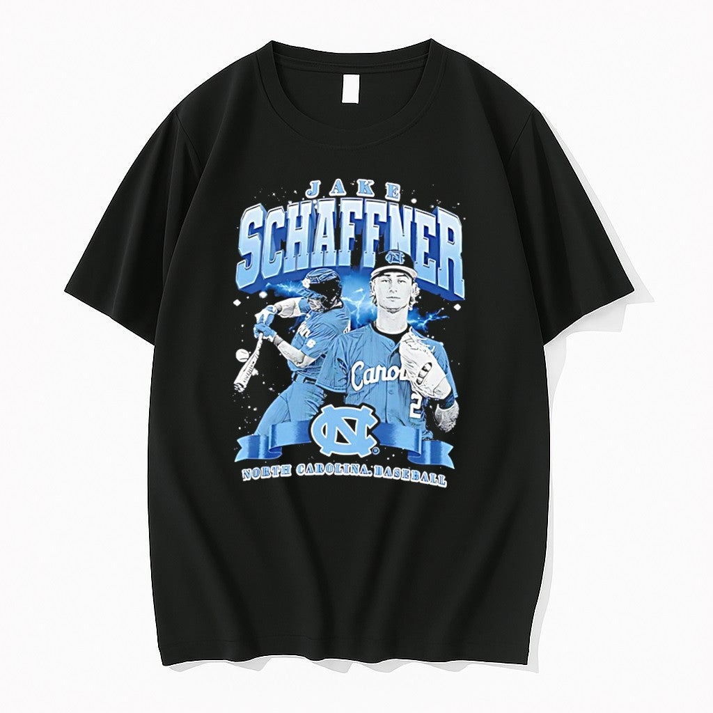 Original North Carolina Baseball Jake Schaffner Illustration Tee Tshirts Jpg