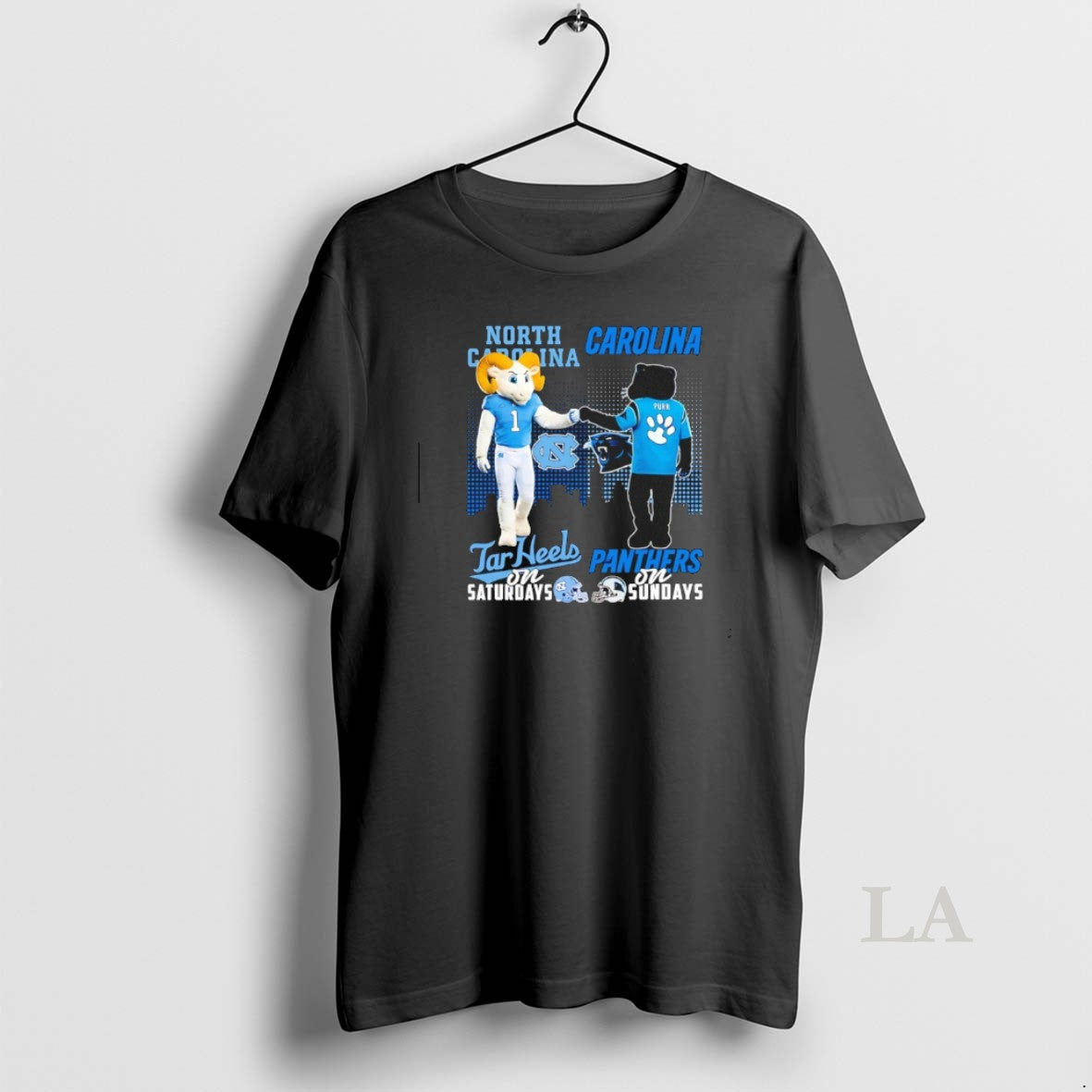 Original North Carolina Tar Heels On Saturdays Vs Carolina Panthers On Sundays Mascot Skyline T-Shirts, Hoodie, Sweatshirt
