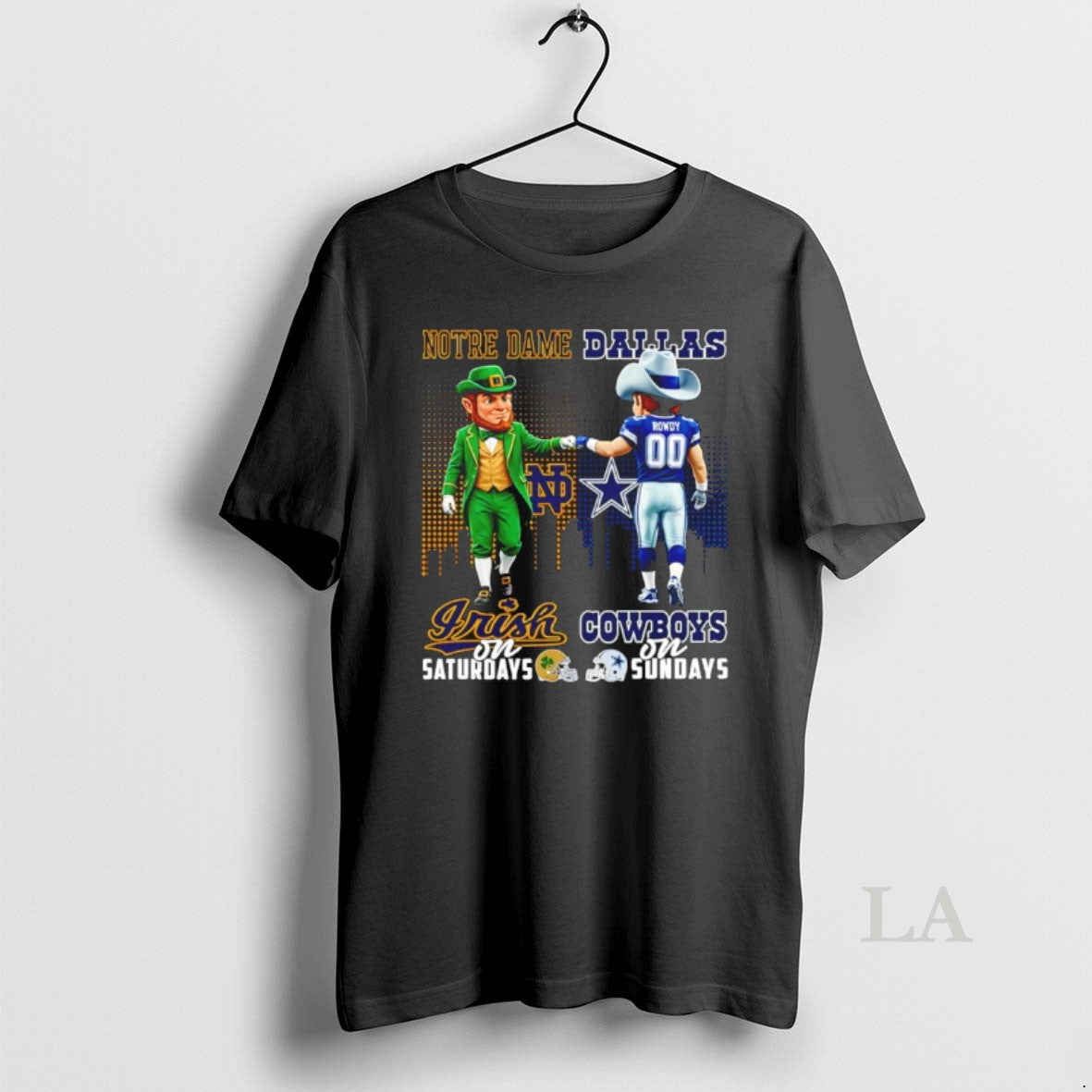 Original Notre Dame Fighting Irish On Saturdays Vs Dallas Cowboys On Sundays Mascot Skyline T-Shirts, Hoodie, Sweatshirt