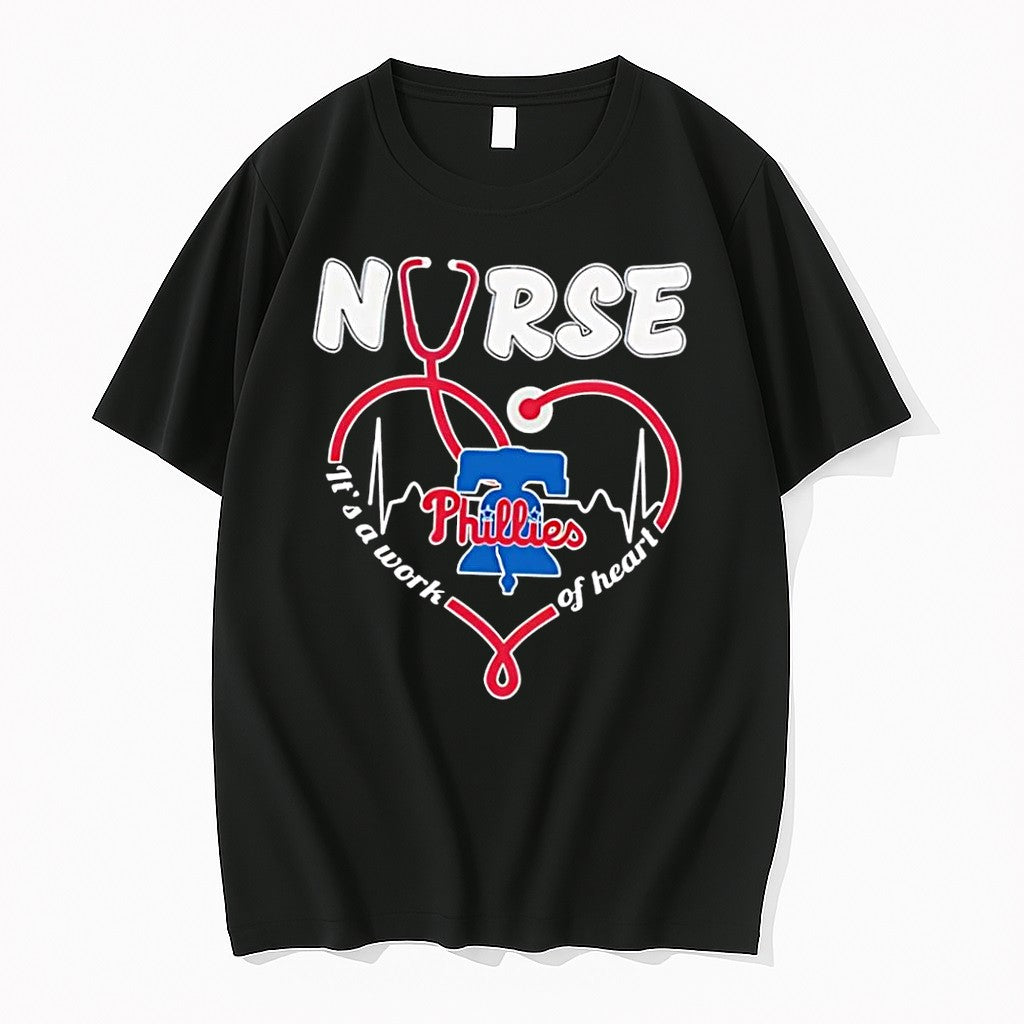 Original Nurse Its A Work Of Heart Phillies Black Tshirts Jpg
