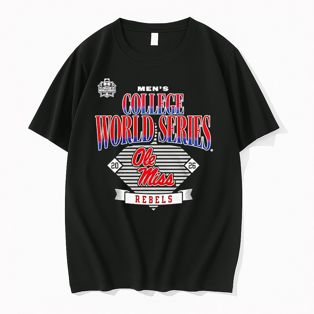 Original Ole Miss Rebels 2026 Mens College World Series Ncaa Baseball Tshirts
