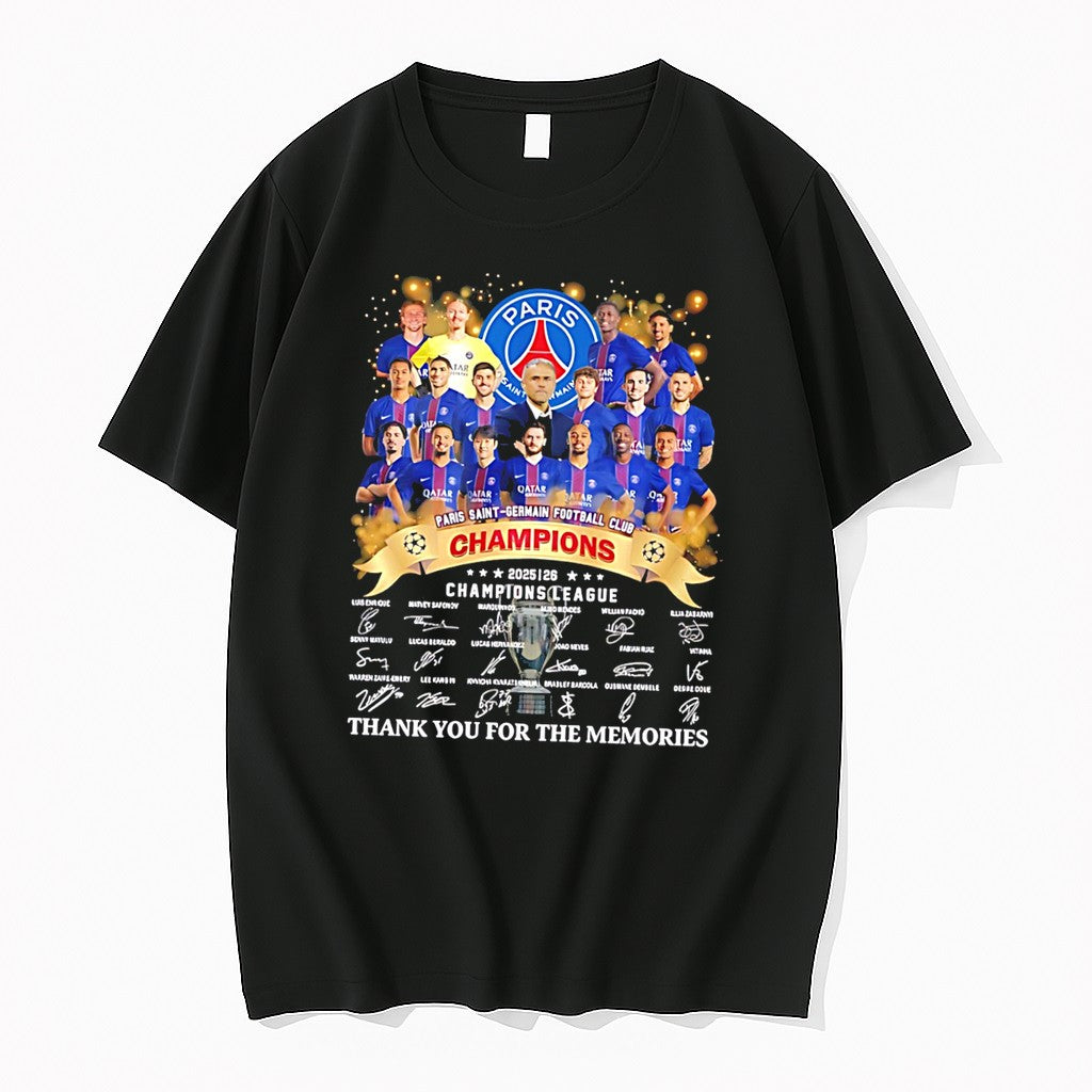 Original Paris Saint Germain Football Club Champions 2025 2026 Signature Tee Tshirts