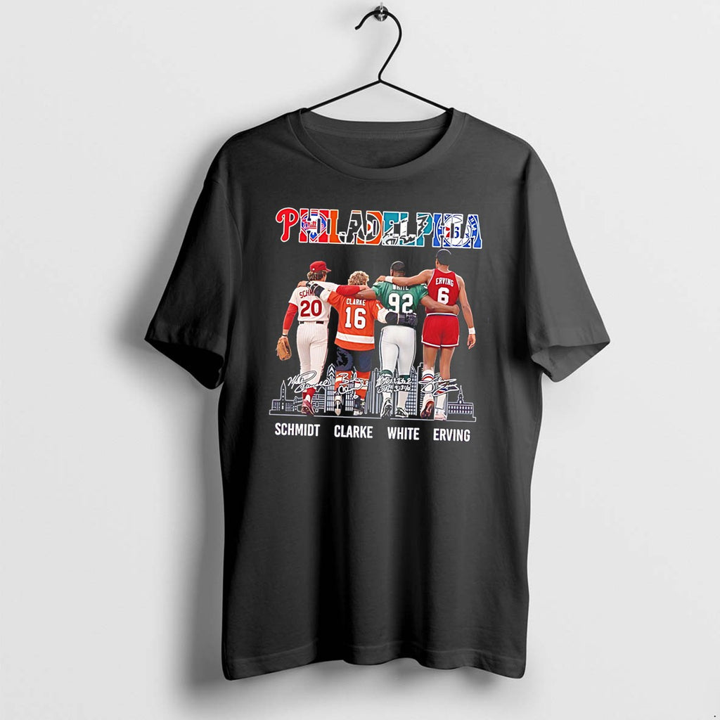 Original Philadelphia Schmidt Clarke White Erving Skyline Signature Tee Tshirts
