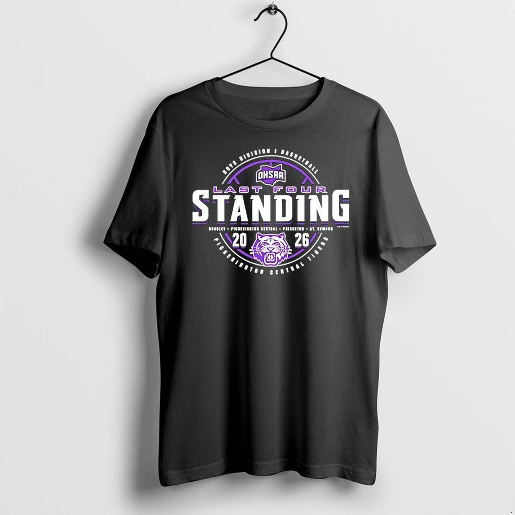 Original Pickerington Central Tigers 2026 Ohsaa Boys Basketball D1 Last Four Standing Logo Tshirts